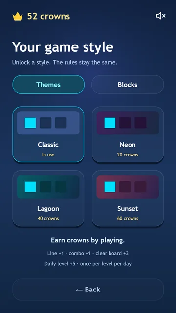 Cosmetic block styles in the crown shop